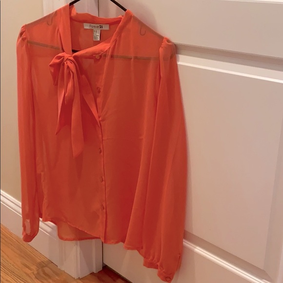 Forever 21 long sleeve sheer pink blouse - Picture 2 of 4